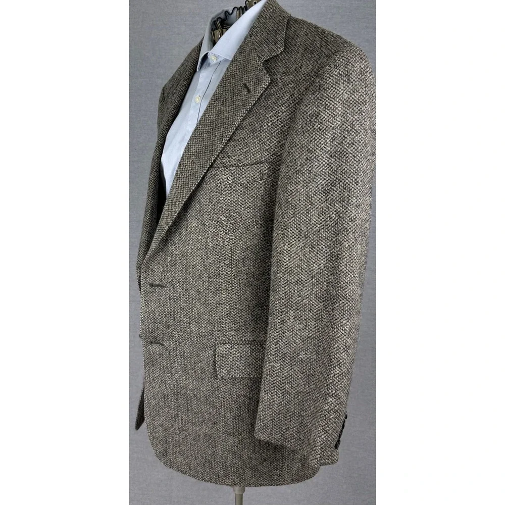 Vintage Polo Ralph Lauren Brown Tweed Wool Blazer Sport Coat Mens 44 USA Made